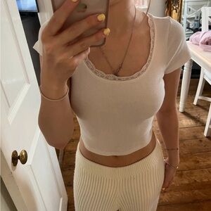 H&M White Fitted Cap Sleeve Crop Tee